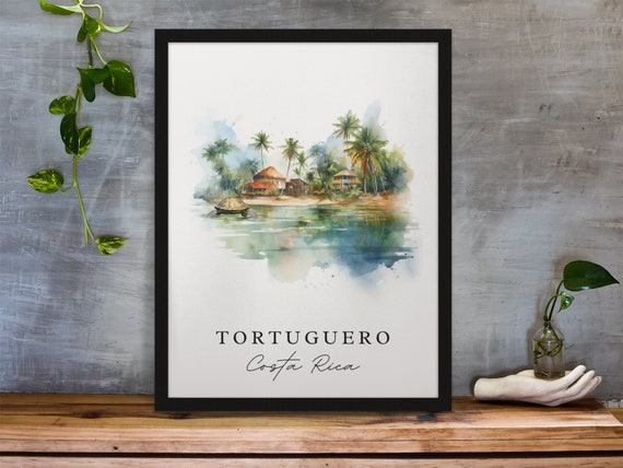 Tortuguero Traditional Travel Art Costa Rica Tortuguero Poster Wedding Gift Birthday Present Custom Text Personalized Gift