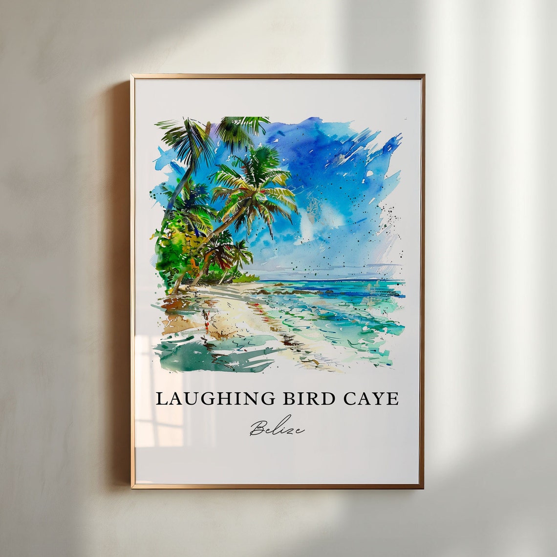 Laughing Bird Caye Belize Watercolor Tropical Beach Art Print