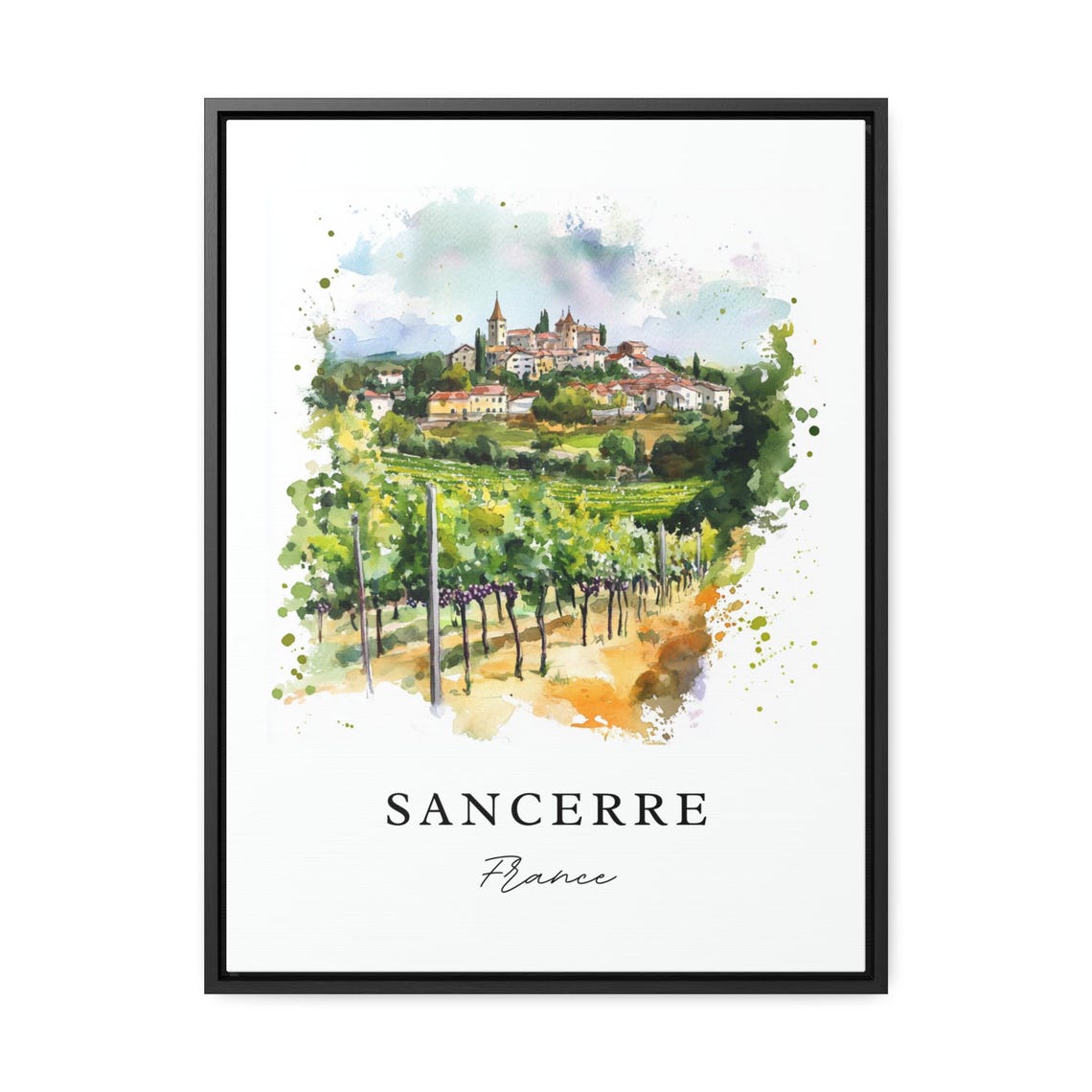Sancerre France Watercolor Travel Poster, Wine Region - Image 3
