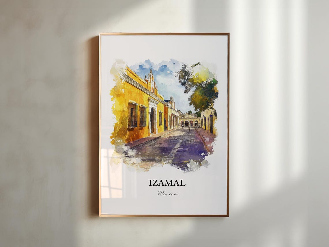 Izamal Mexico Wall Art Yucatn Print Watercolor Gift Travel Poster Housewarming - Image 5