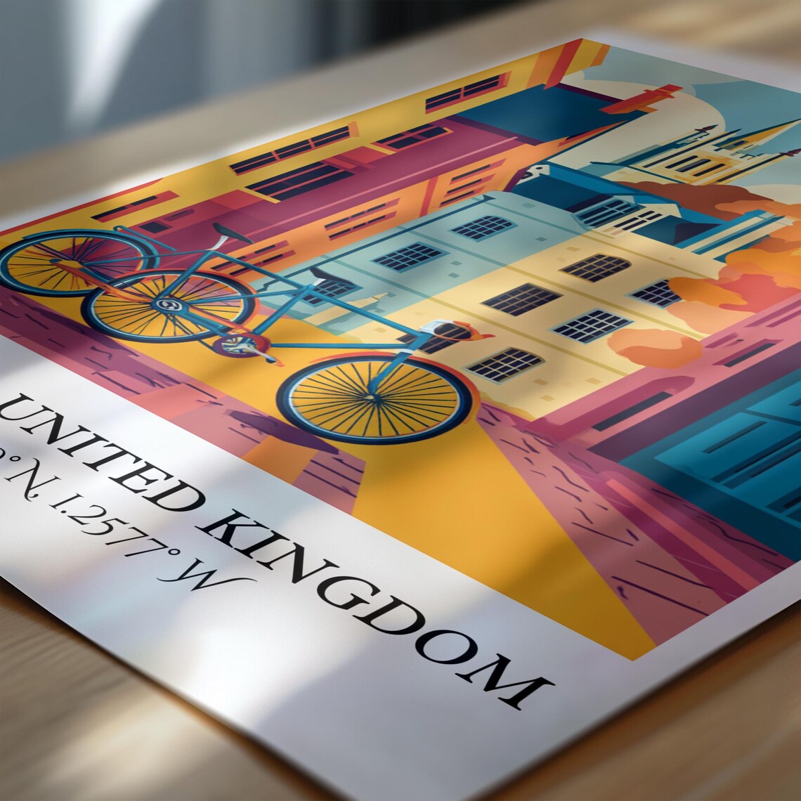 Oxford United Kingdom Bicycle Street College City Travel Poster - Image 3