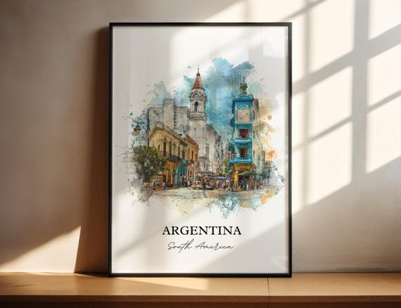 Argentina Wall Art Print Watercolor Gift Travel Poster Housewarming
