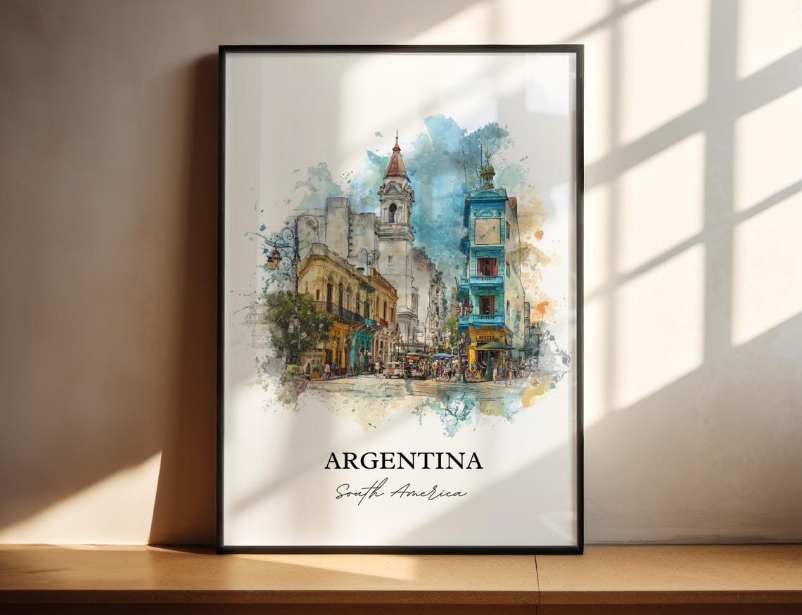 Argentina Wall Art Print Watercolor Gift Travel Poster Housewarming