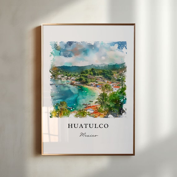 Huatulco Mexico Wall Art Huatulco Mx Print Huatulco Watercolor Huatulco Mexico Gift Travel Print Travel Poster Housewarming Gift