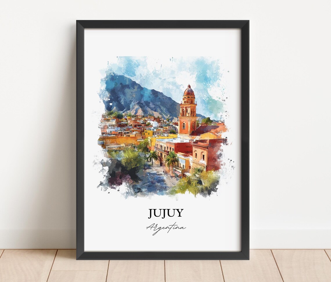 Jujuy Argentina Colonial City Watercolor Mountain Scene Poster - Image 6