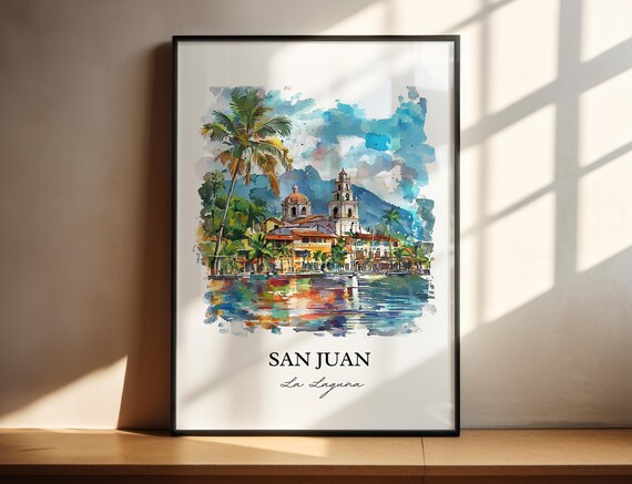 San Juan La Laguna Wall Art Solol Print Guatemala Watercolor Gift Travel Poster Housewarming