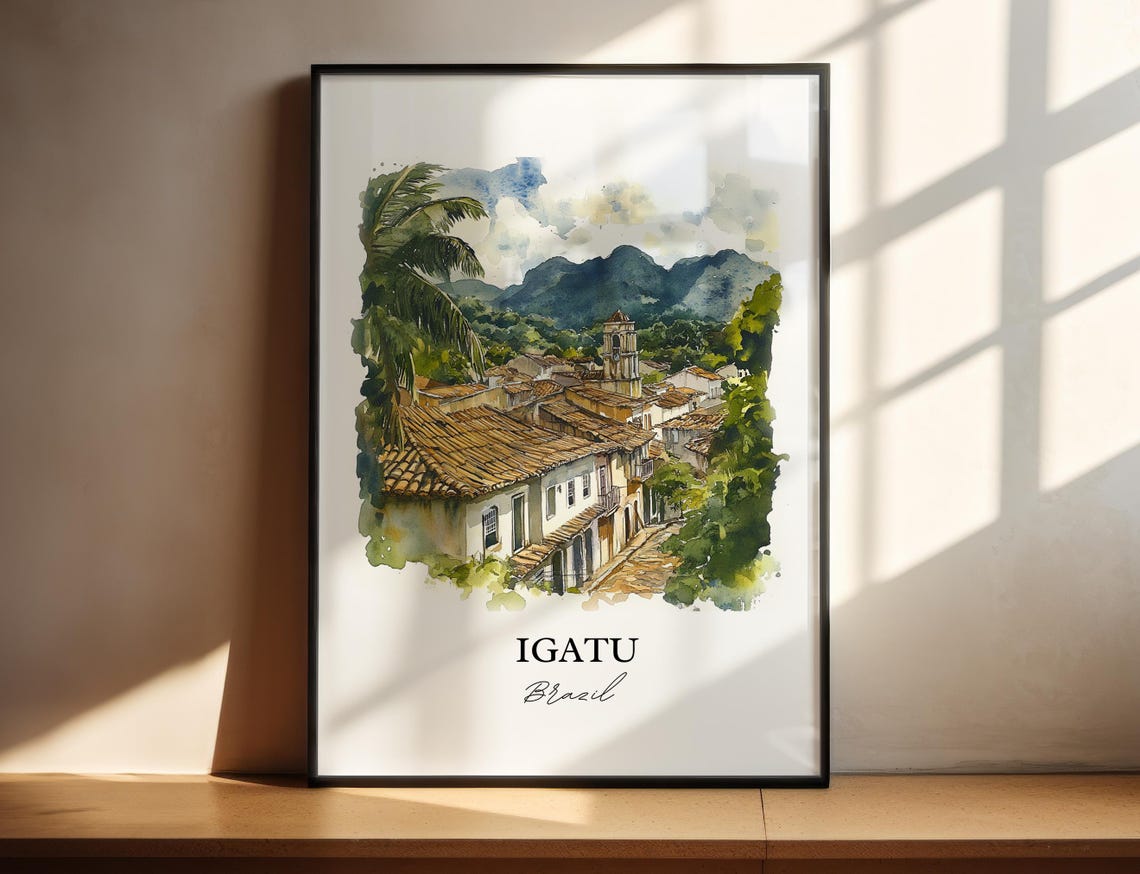 Igatu Brazil Wall Art Ruins Print Watercolor Gift Travel Poster Housewarming