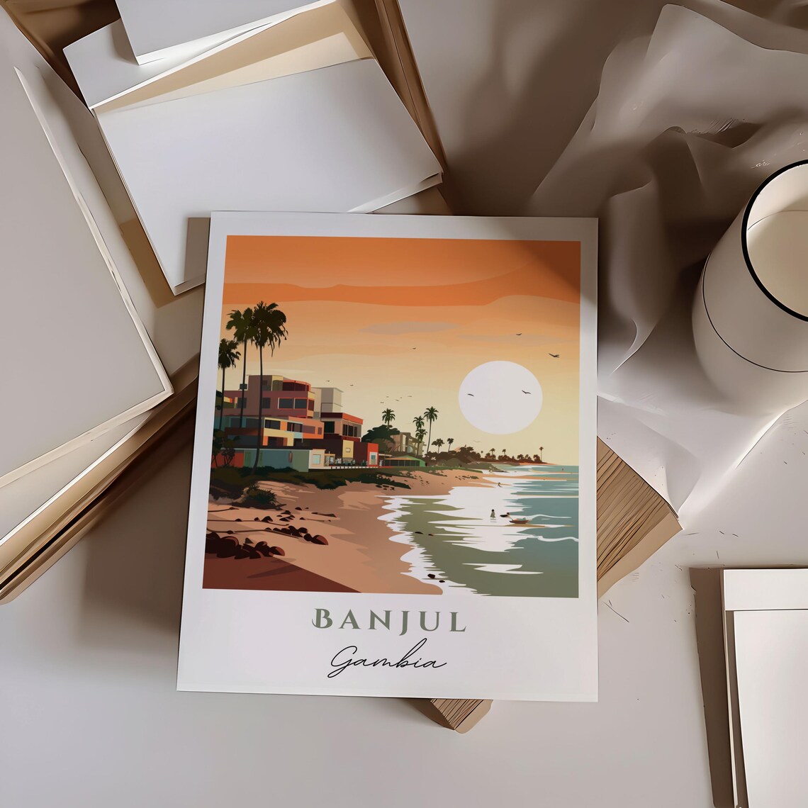 Banjul Gambia Wall Art Gambia Banjul Poster Banjul Wedding Gift Gambia Africa Birthday Present Custom Text Personalized Gift - Image 2