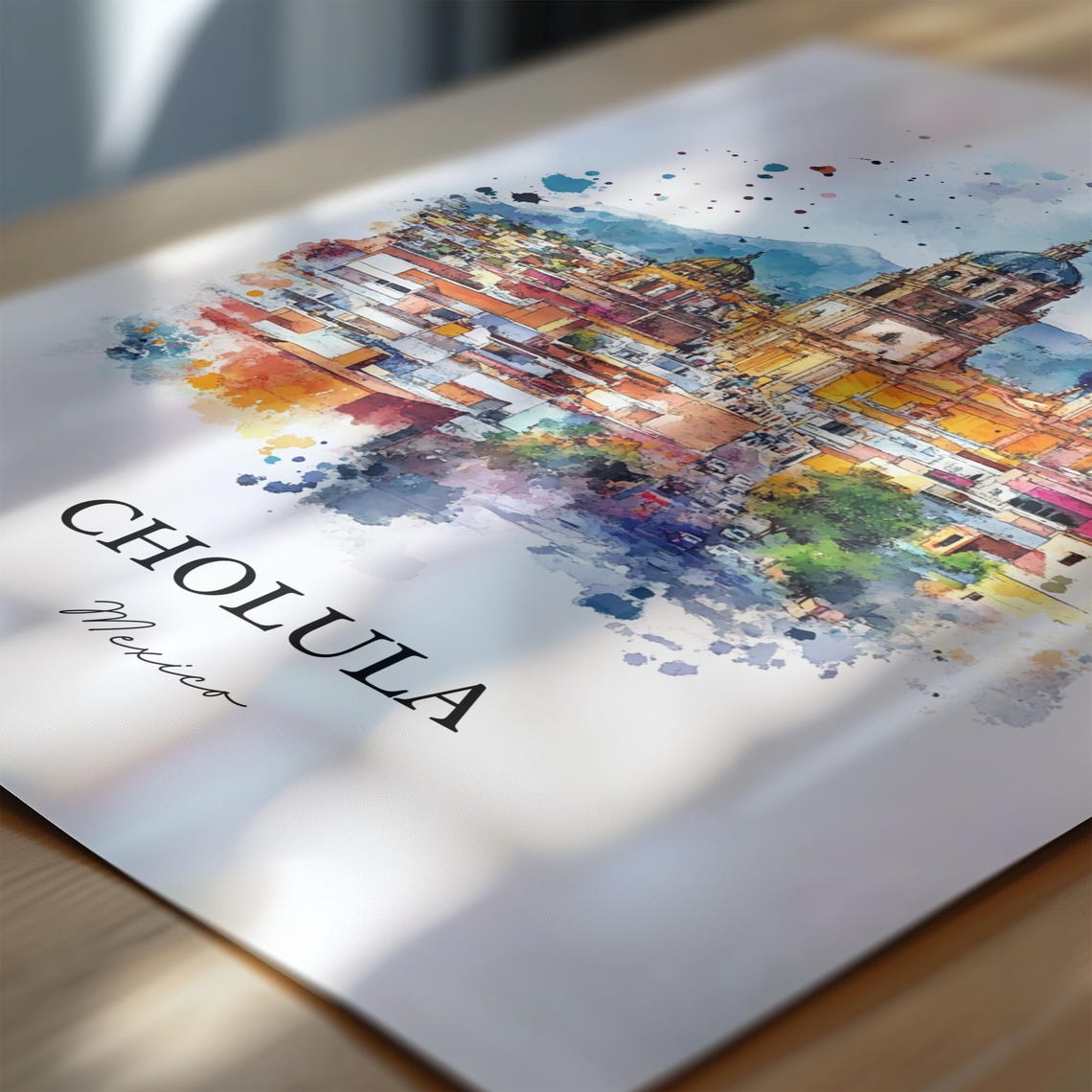 Cholula Mexico Wall Art Puebla Mx Print Watercolor Gift Travel Poster Housewarming - Image 6