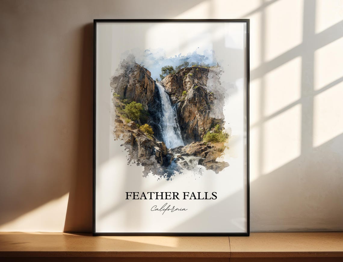 Feather Falls California Tall Canyon Waterfall Nature Poster