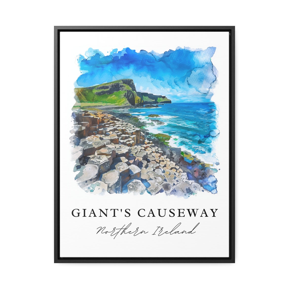Giants Causeway Watercolor Travel Poster, Northern Ireland - Image 3