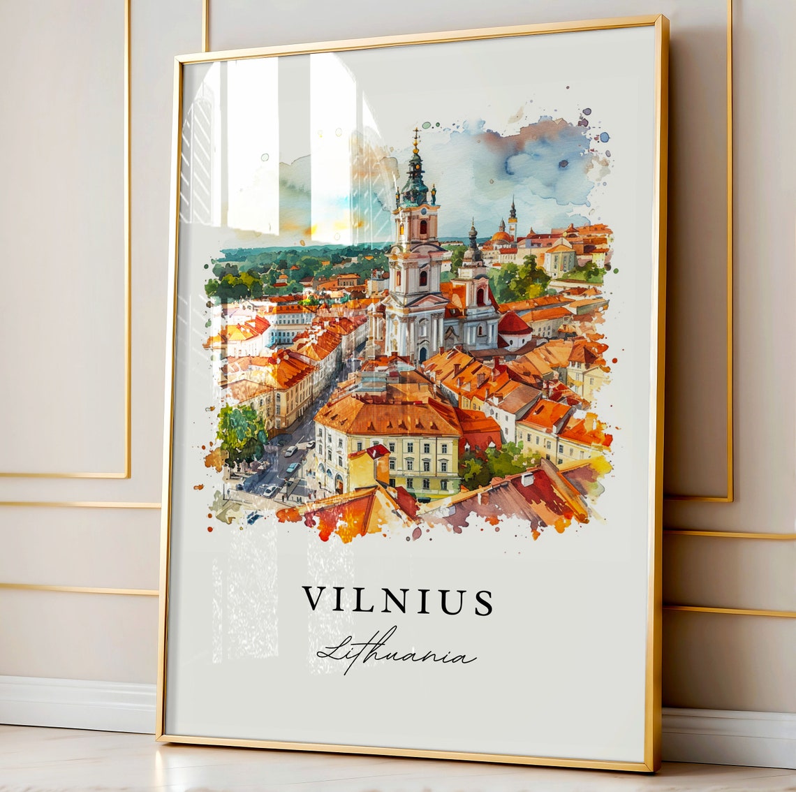 Vilnius Watercolor Travel Art Print, Lithuania - Image 4