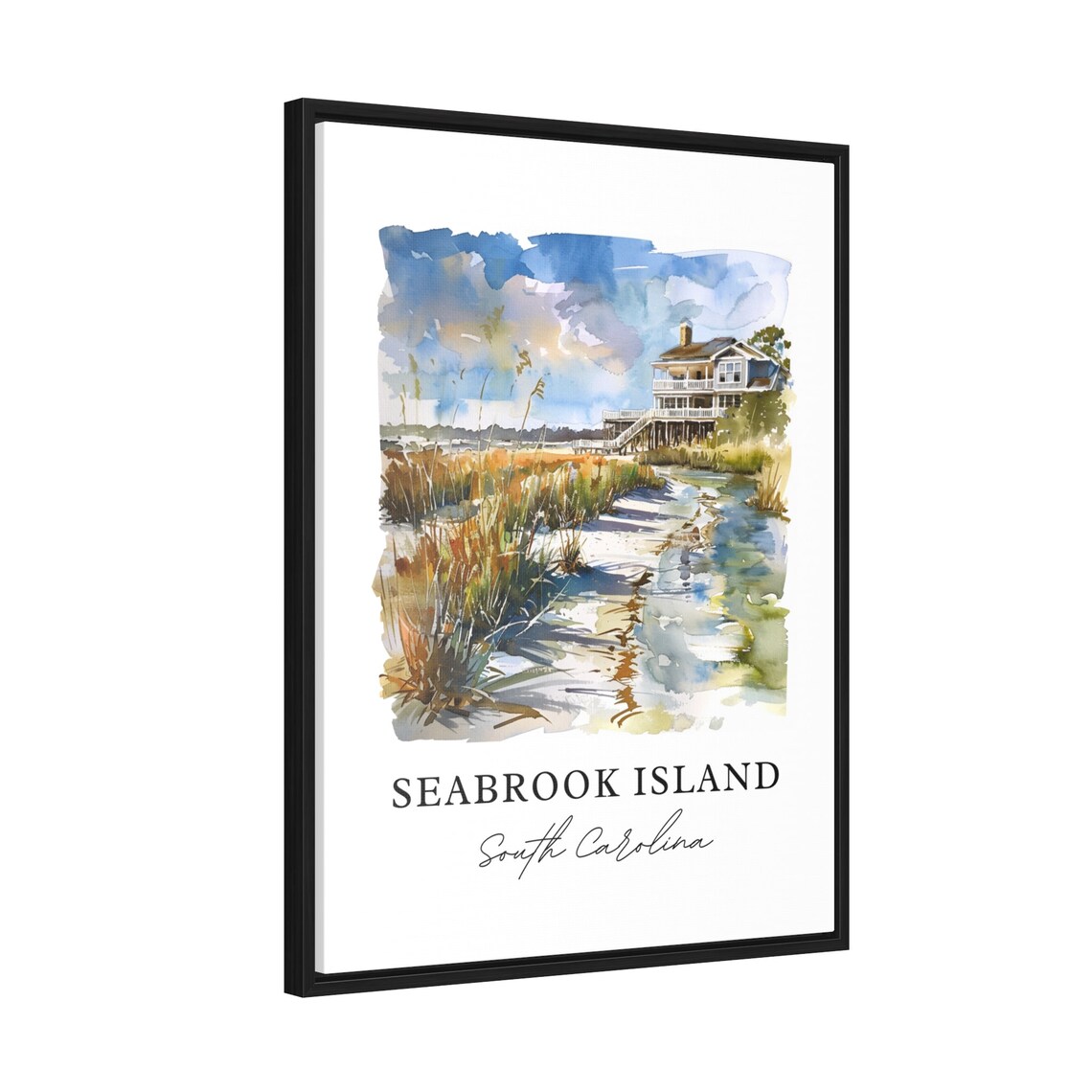 Seabrook Island South Carolina Watercolor Marsh Beach House Poster - Image 2