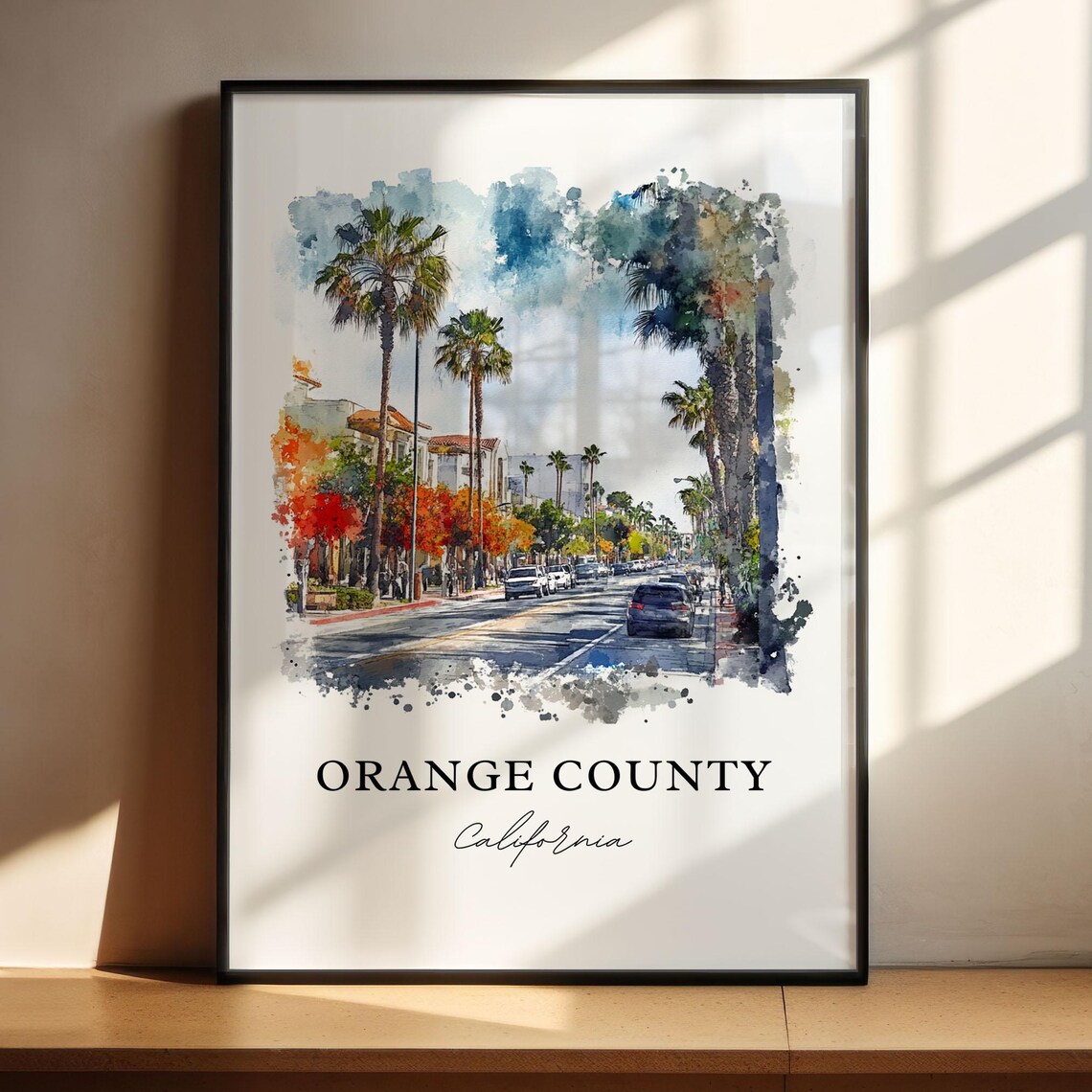 Orange County CA Watercolor Travel Poster, SoCal - Image 4