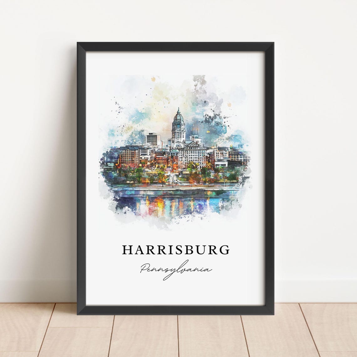 Harrisburg Pa Art Harrisburg Print Harrisburg Watercolor Art Harrisburg Pennsylvania Gift Travel Print Travel Poster Housewarming Gift