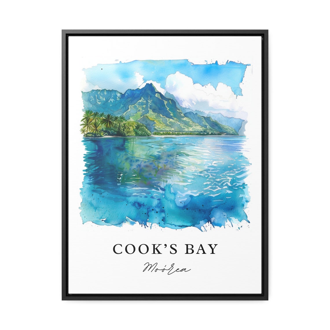 Cooks Bay Moorea Watercolor Travel Poster, French Polynesia - Image 3