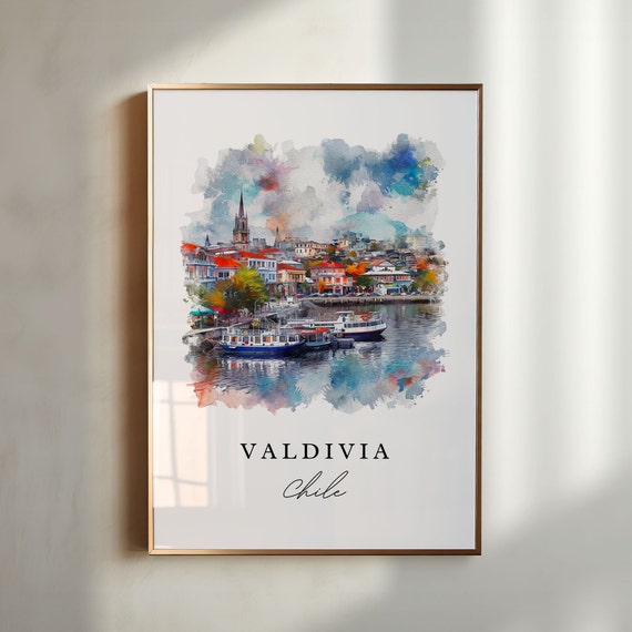 Valdivia Chile Wall Art Print Wedding Gift Southern Birthday Present Custom Text Perfect