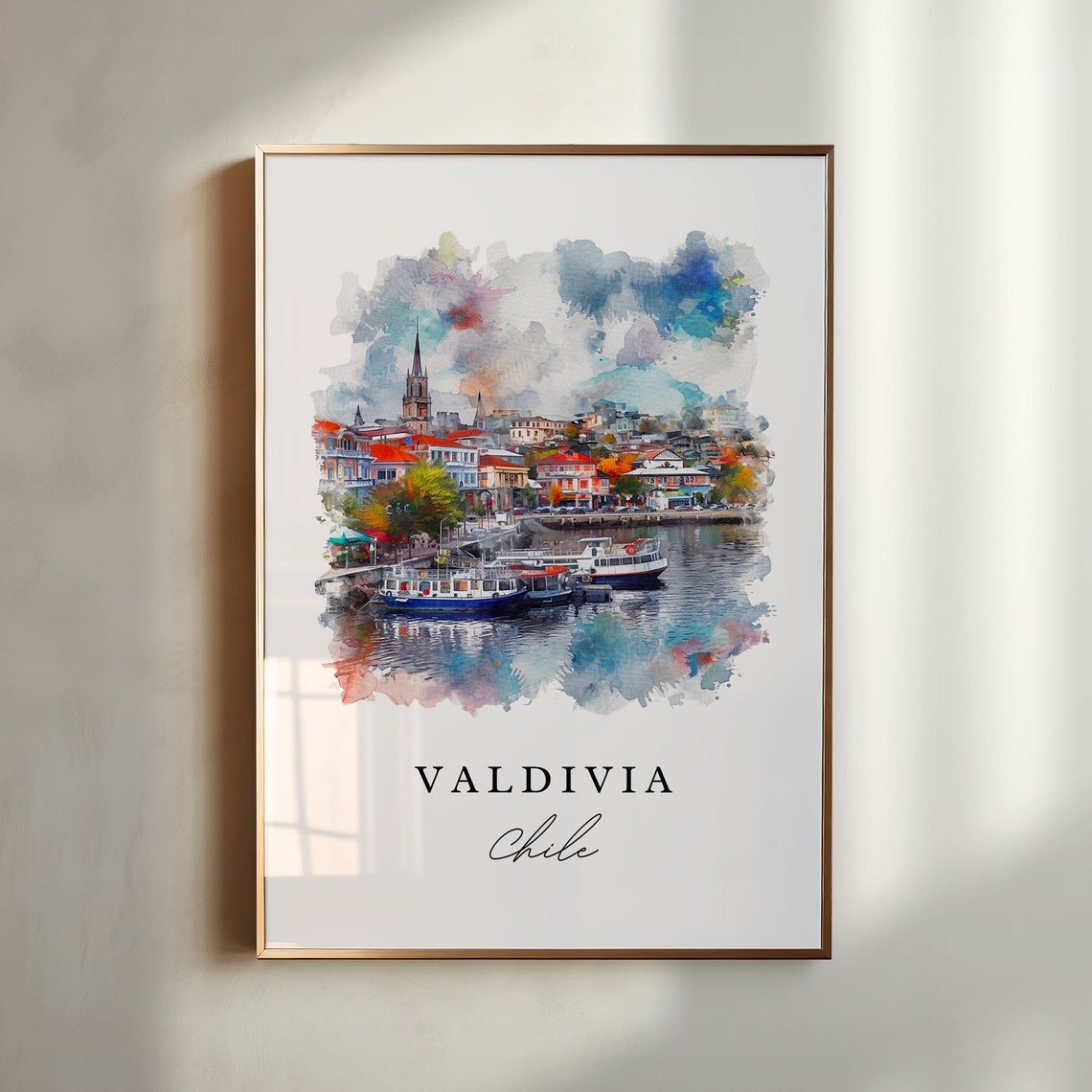 Valdivia Chile Wall Art Print Wedding Gift Southern Birthday Present Custom Text Perfect