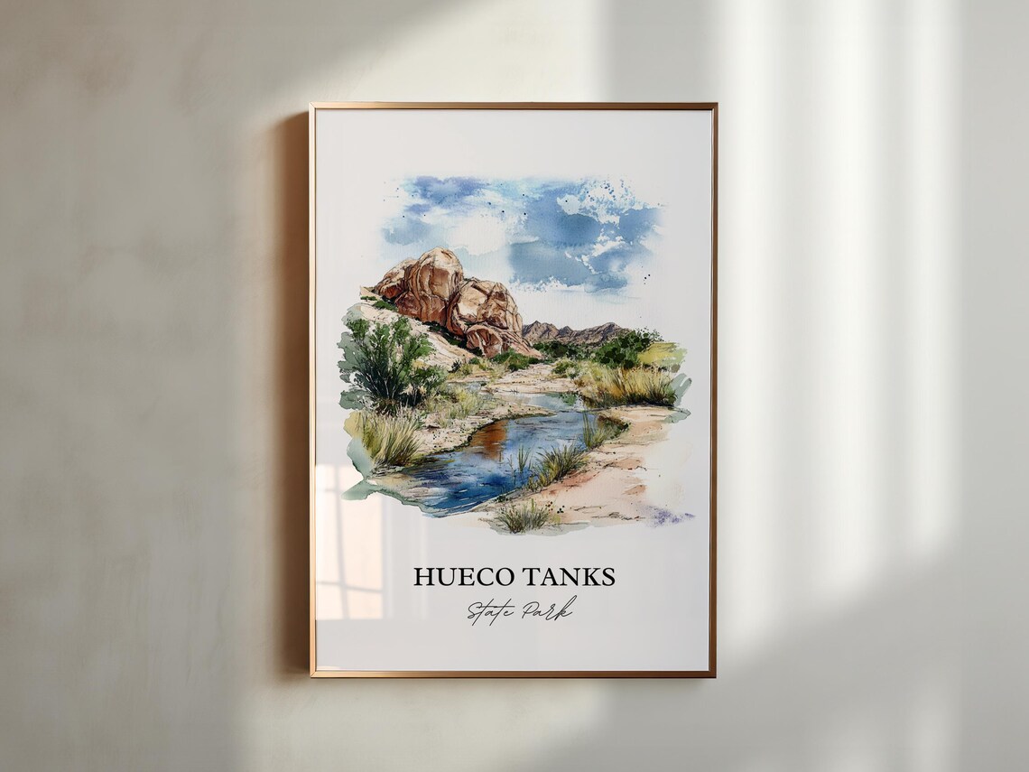 Hueco Tanks State Park Texas Rugged Desert Rock Watercolor Poster - Image 4