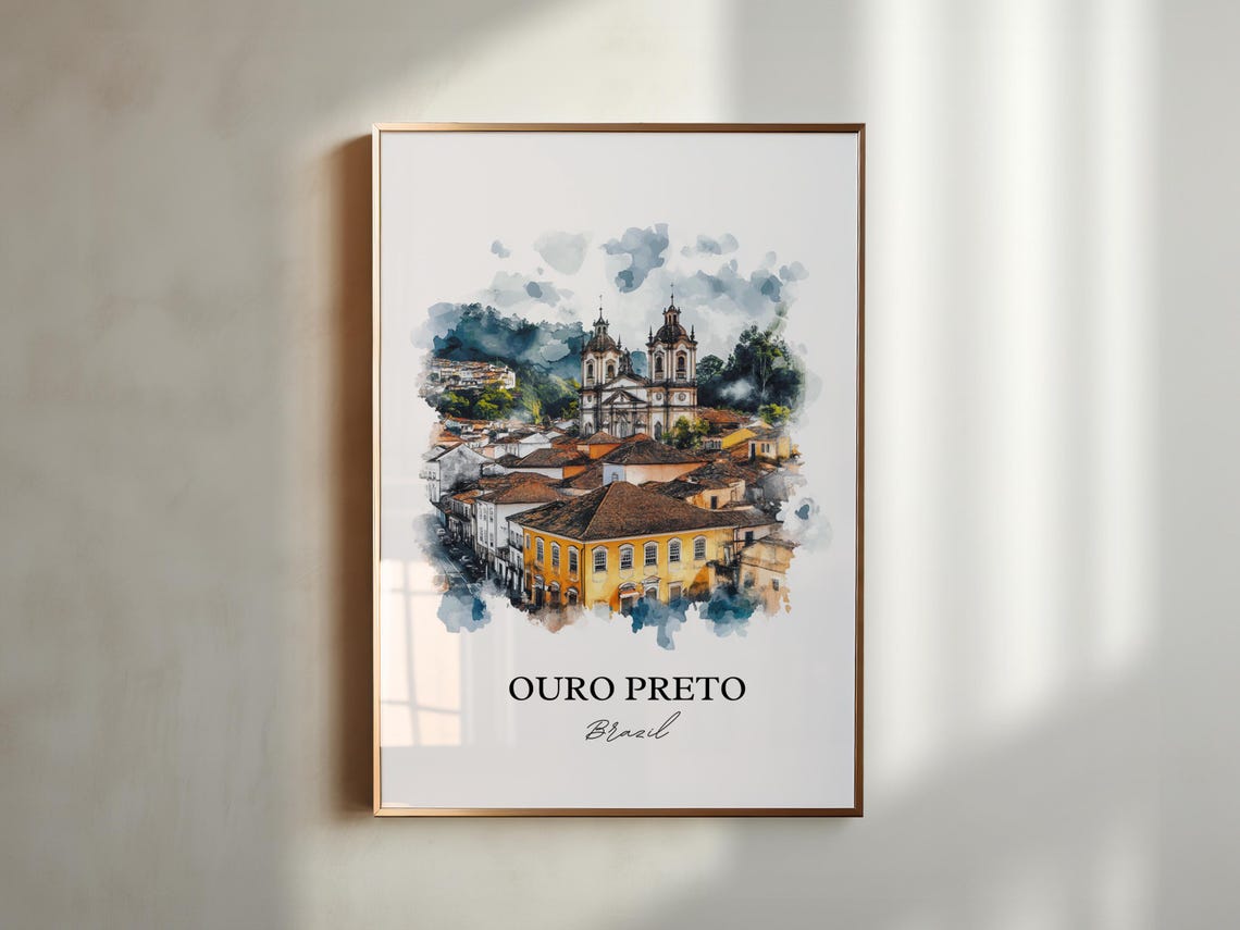Ouro Preto Wall Art Brazil Print Watercolor Gift Travel Poster Housewarming - Image 4