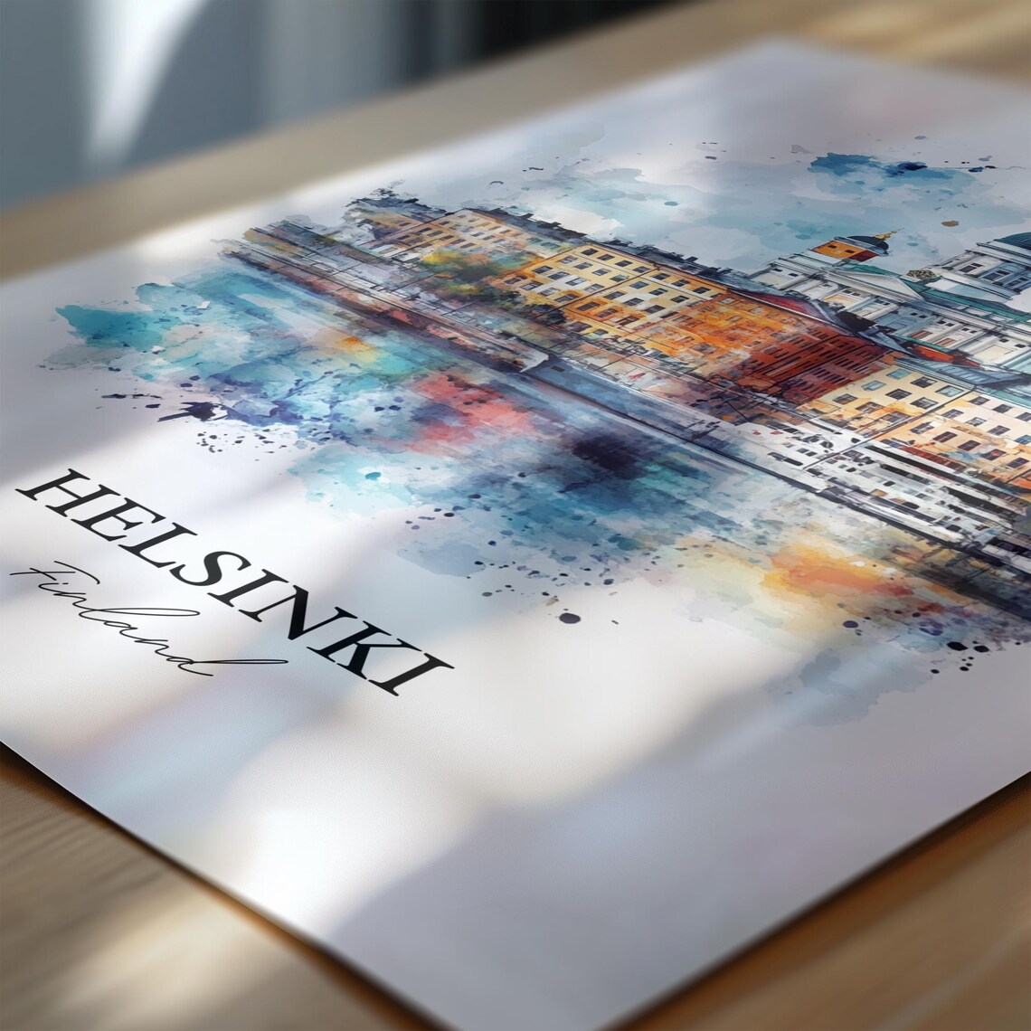 Helsinki Finland Cathedral Harbor Waterfront Watercolor City Poster - Image 6