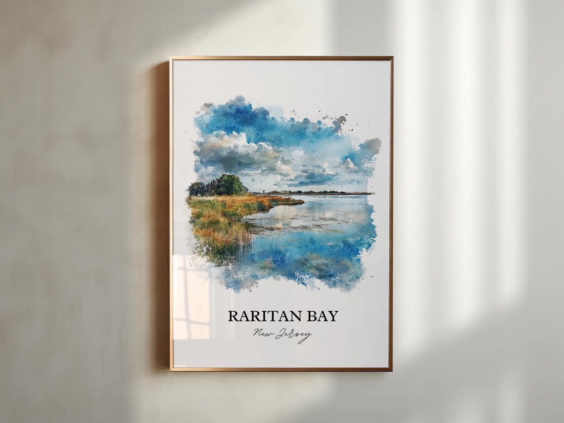 Raritan Bay New Jersey Marsh Waterfront Watercolor Coast Poster - Image 5