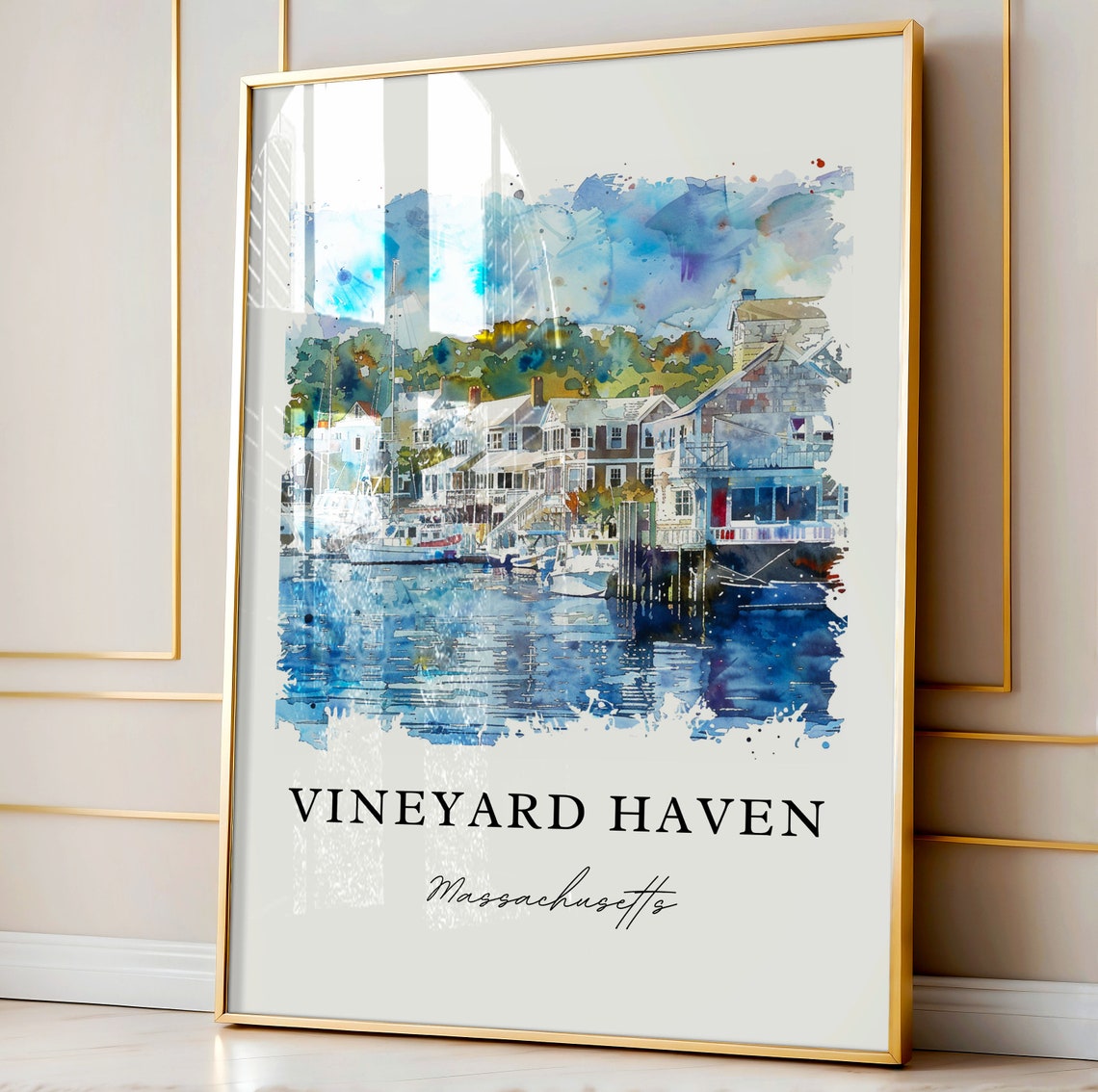 Marthas Vineyard Tisbury Watercolor Travel Poster - Image 4