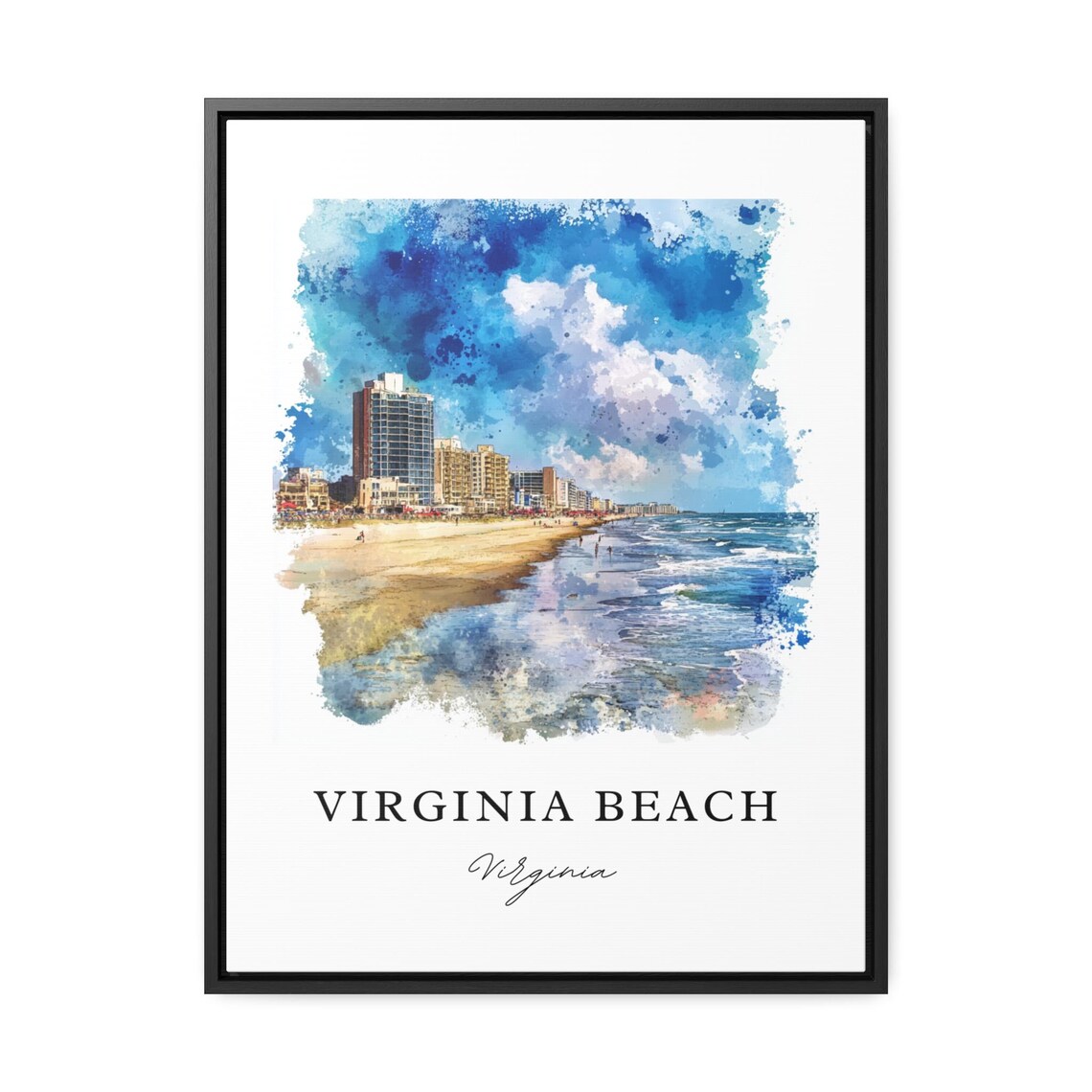 Virginia Beach Oceanfront Skyline Watercolor Coastal Travel Art Poster - Image 2