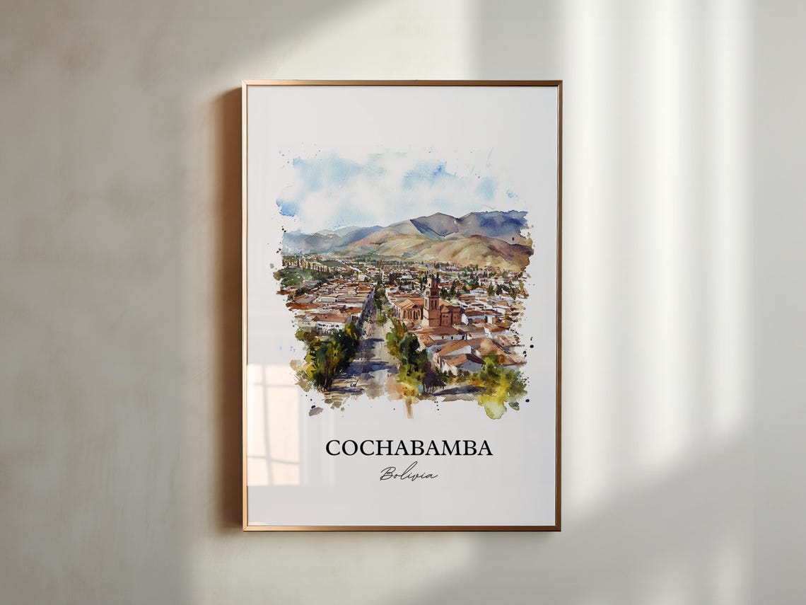 Cochabamba Wall Art Bolivia Print Watercolor Gift Travel Poster Housewarming - Image 2