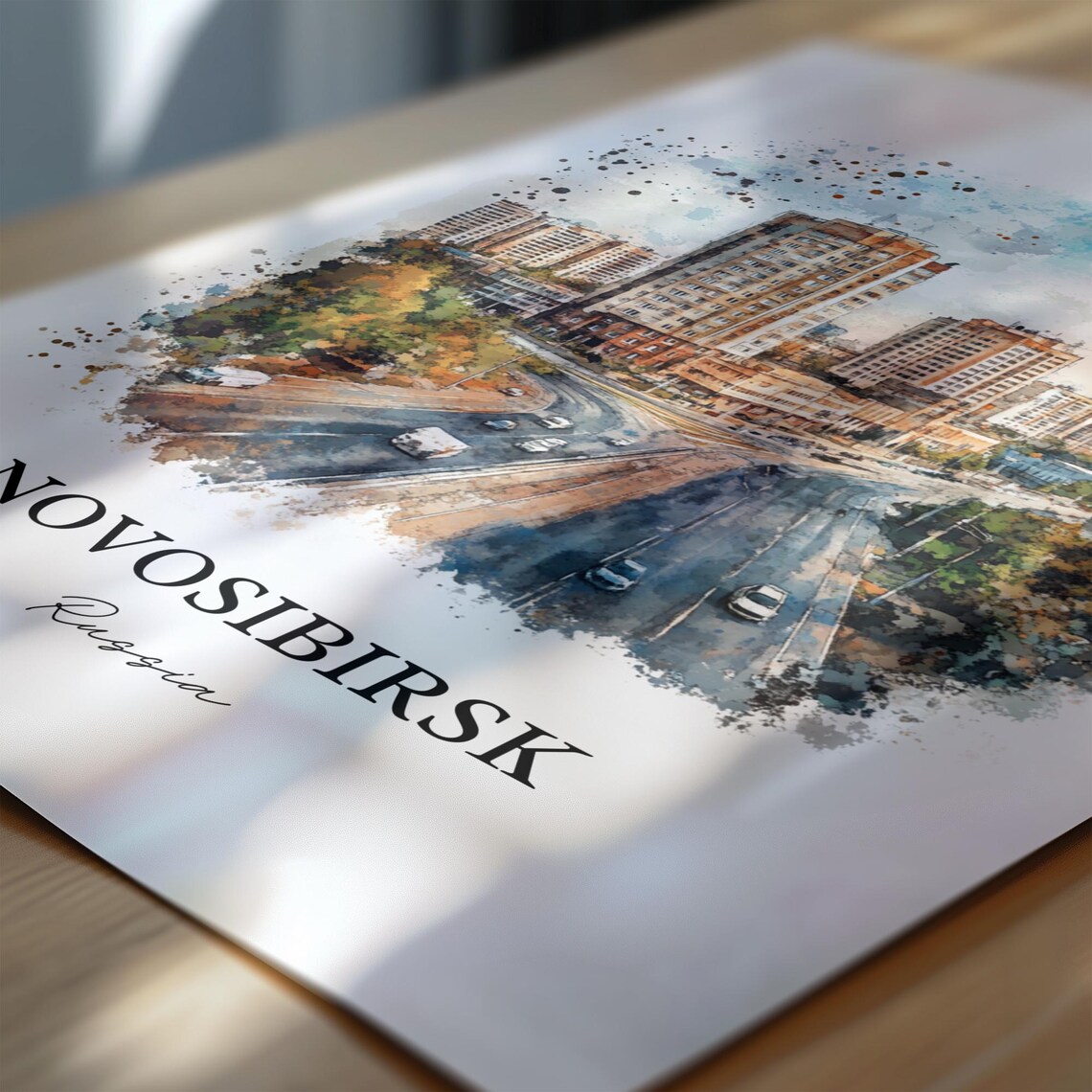 Novosibirsk Russia Modern City Skyline Watercolor Cityscape Poster - Image 6