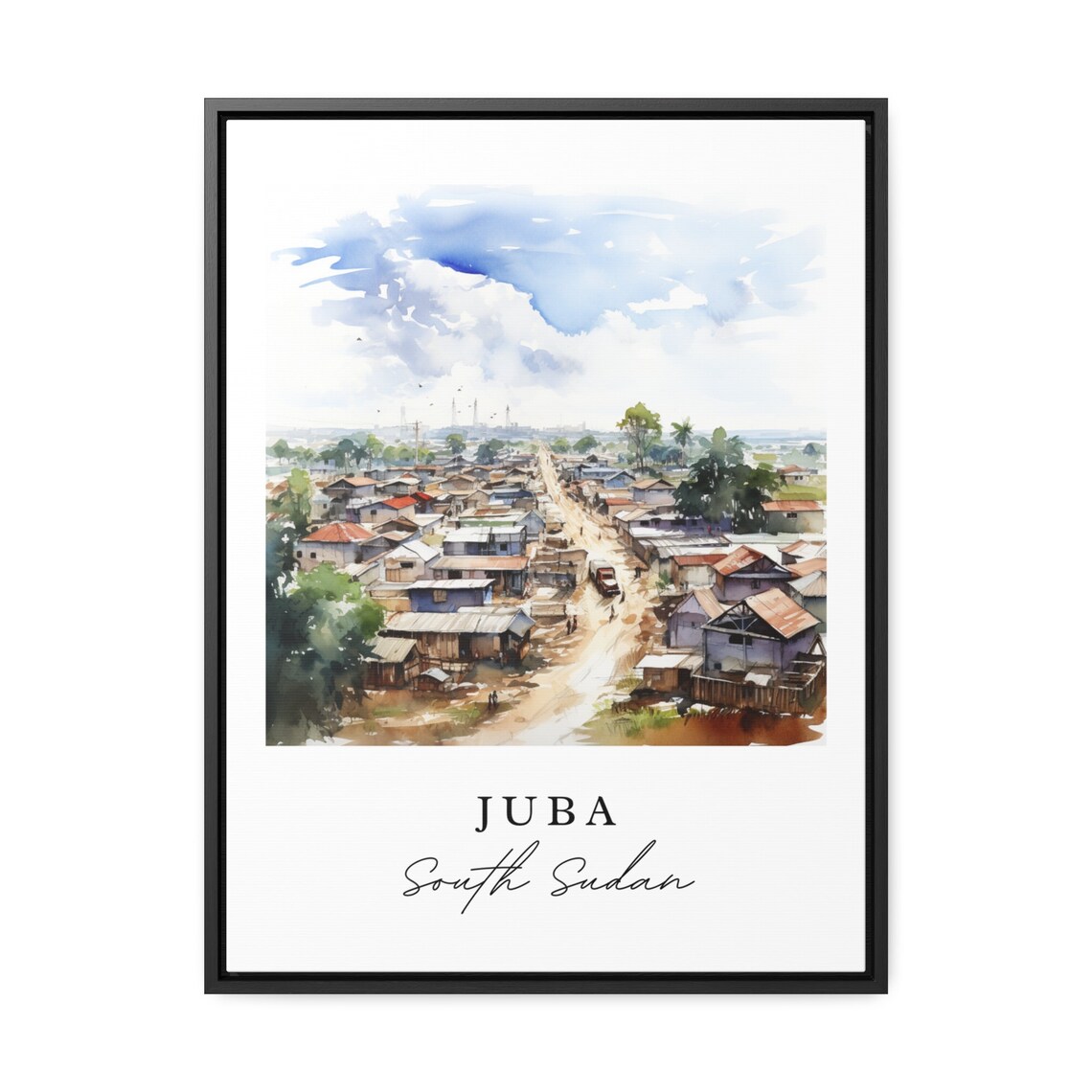 Juba South Sudan Watercolor Street Scene African Travel Poster - Image 2