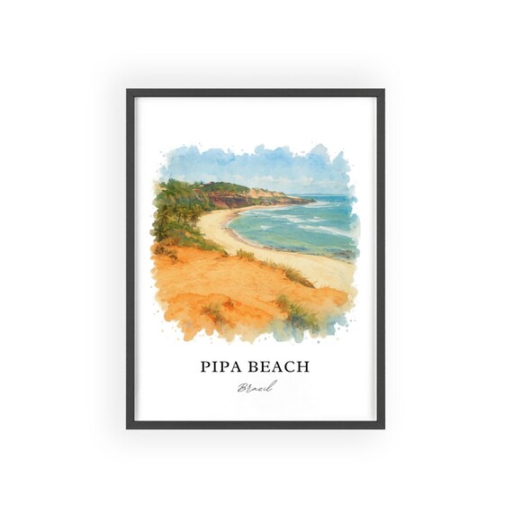 Pipa Beach Wall Art Print Watercolor Brazil Gift Travel Poster Housewarming