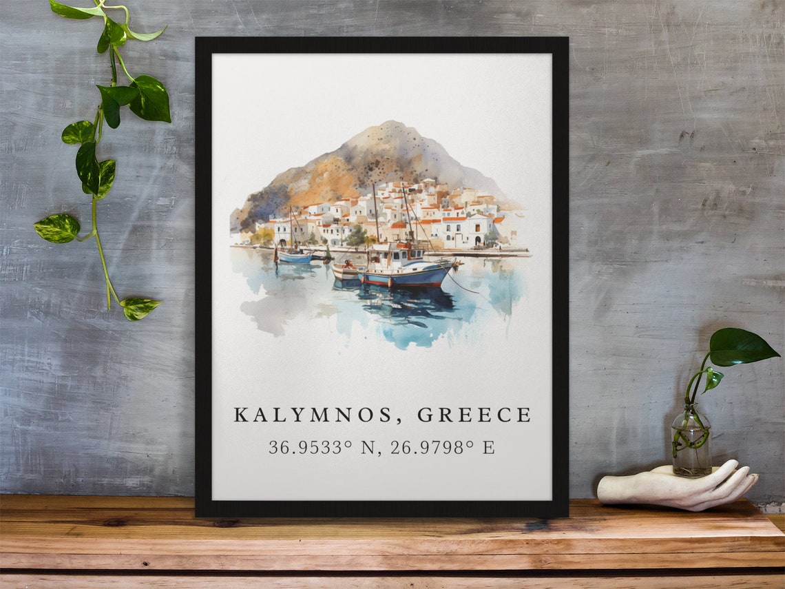 Kalymnos Greece Travel Poster, Custom Text - Image 4