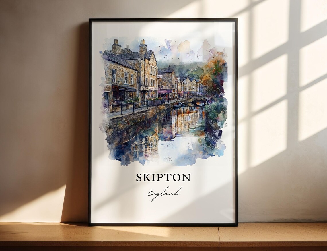 Skipton, England Watercolor Travel Poster