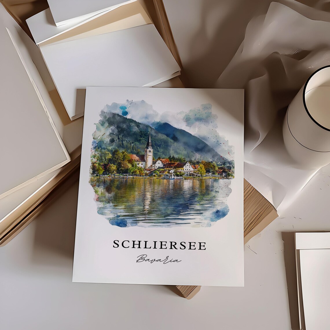 Schliersee Bavaria Alpine Lake Village Watercolor Travel Poster - Image 6