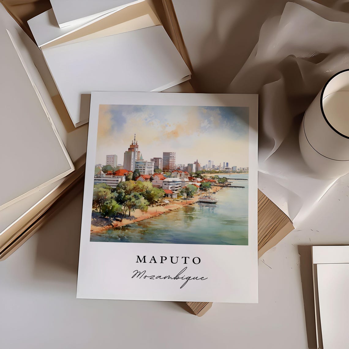 Maputo Wall Art Mozambique East Africa Print Wedding Gift Custom Text Personalized - Image 5