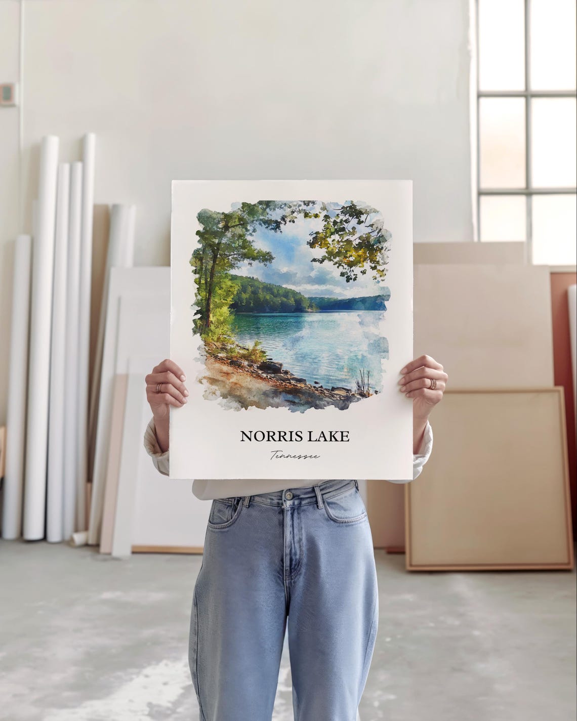 Norris Lake Tennessee Peaceful Cove Watercolor Lakeside Art Poster - Image 4