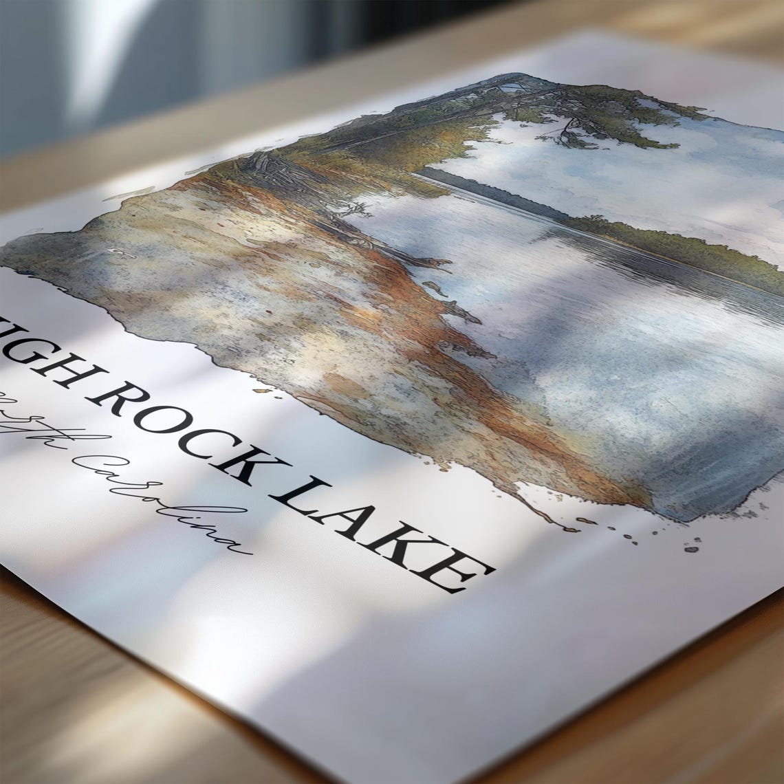 High Rock Lake North Carolina Pine Forest Shore Watercolor Poster - Image 6