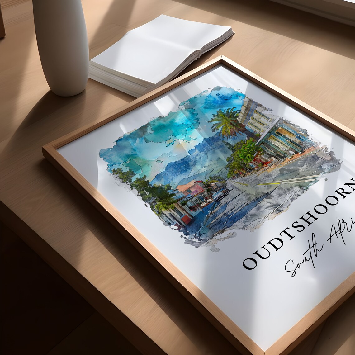 Oudtshoorn South Africa Klein Karoo Street Watercolor Art Poster - Image 5