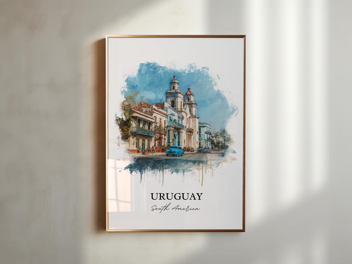 Uruguay Wall Art Print Watercolor Gift South America Travel Poster Housewarming - Image 3