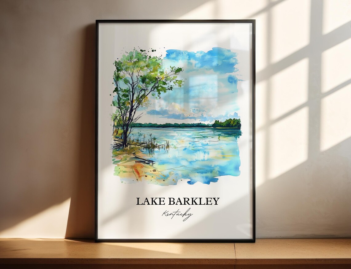 Lake Barkley Kentucky Peaceful Bay Watercolor Lake Poster Art
