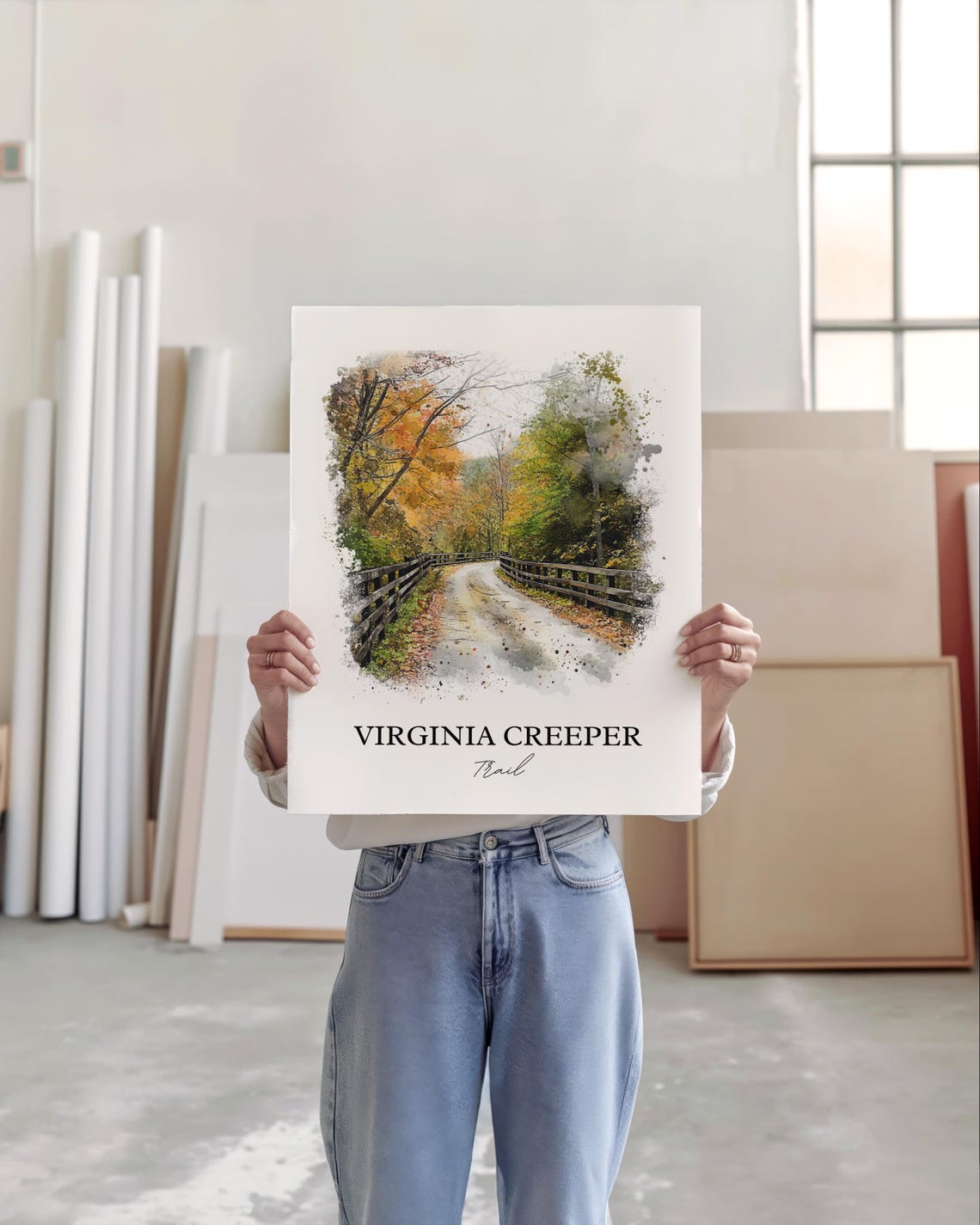 Virginia Creeper Trail Art Abingdon Print Watercolor Gift Travel Poster Housewarming - Image 3