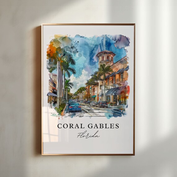 Coral Gables Wall Art Coral Gables Print Florida Wall Art Miami Art Gift Travel Print Travel Poster Travel Gift Housewarming Gift