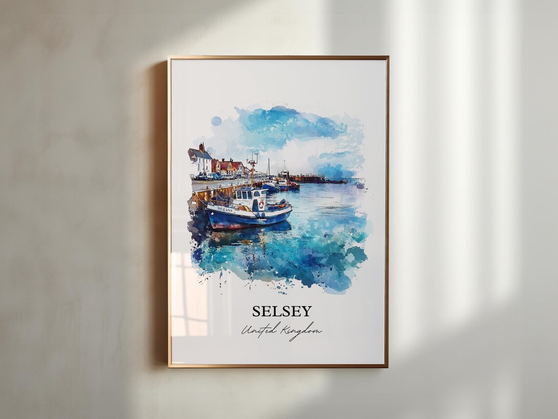 Selsey United Kingdom Watercolor Fishing Harbor Boats Coastal Poster - Image 4