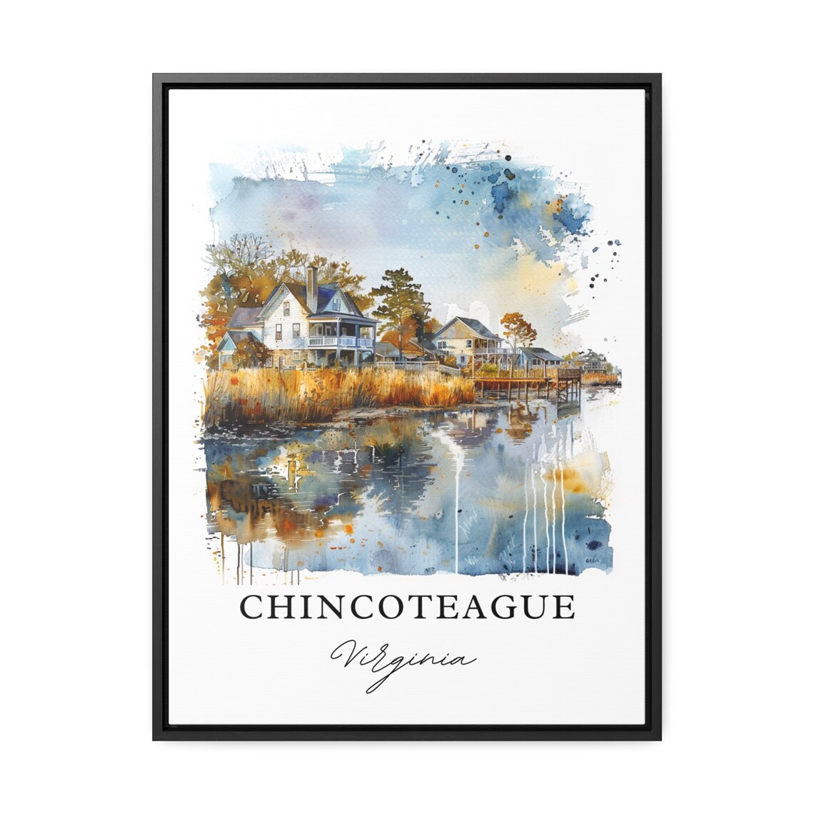 Chincoteague Virginia Waterfront Marsh Watercolor Travel Poster - Image 3