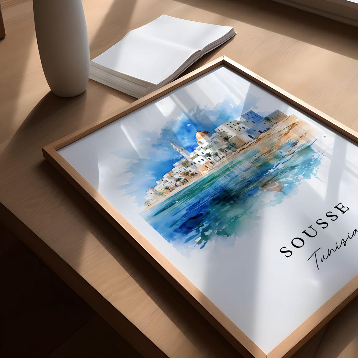 Sousse Tunisia Wall Art Poster Wedding Gift Birthday Present Custom Text Personalized - Image 5