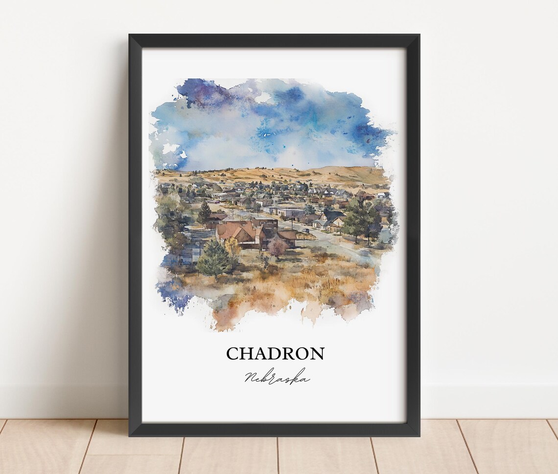 Chadron Nebraska High Plains Prairie Town Scenic Watercolor Poster - Image 2