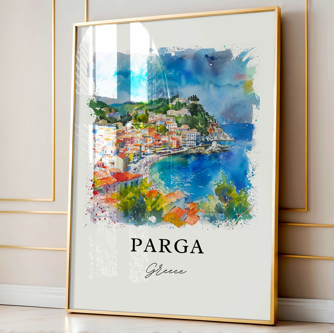 Parga Greece Watercolor Travel Poster, Epirus - Image 4