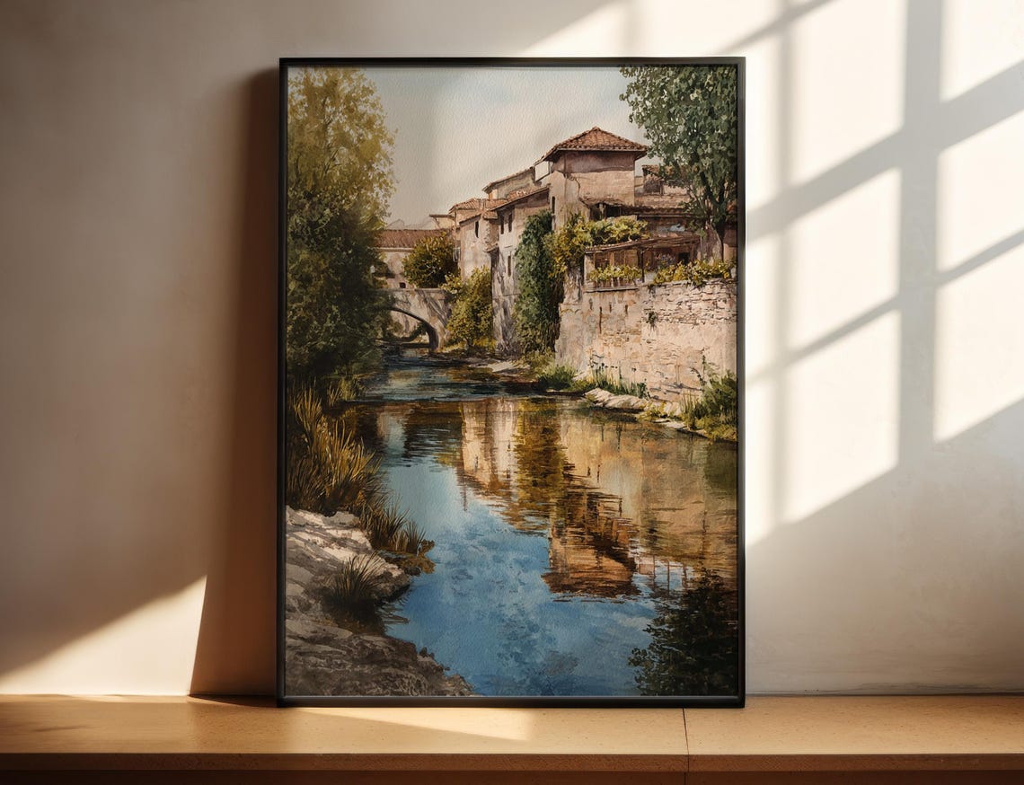 Carmelo Uruguay Old Stone Riverside Town Watercolor Art Print