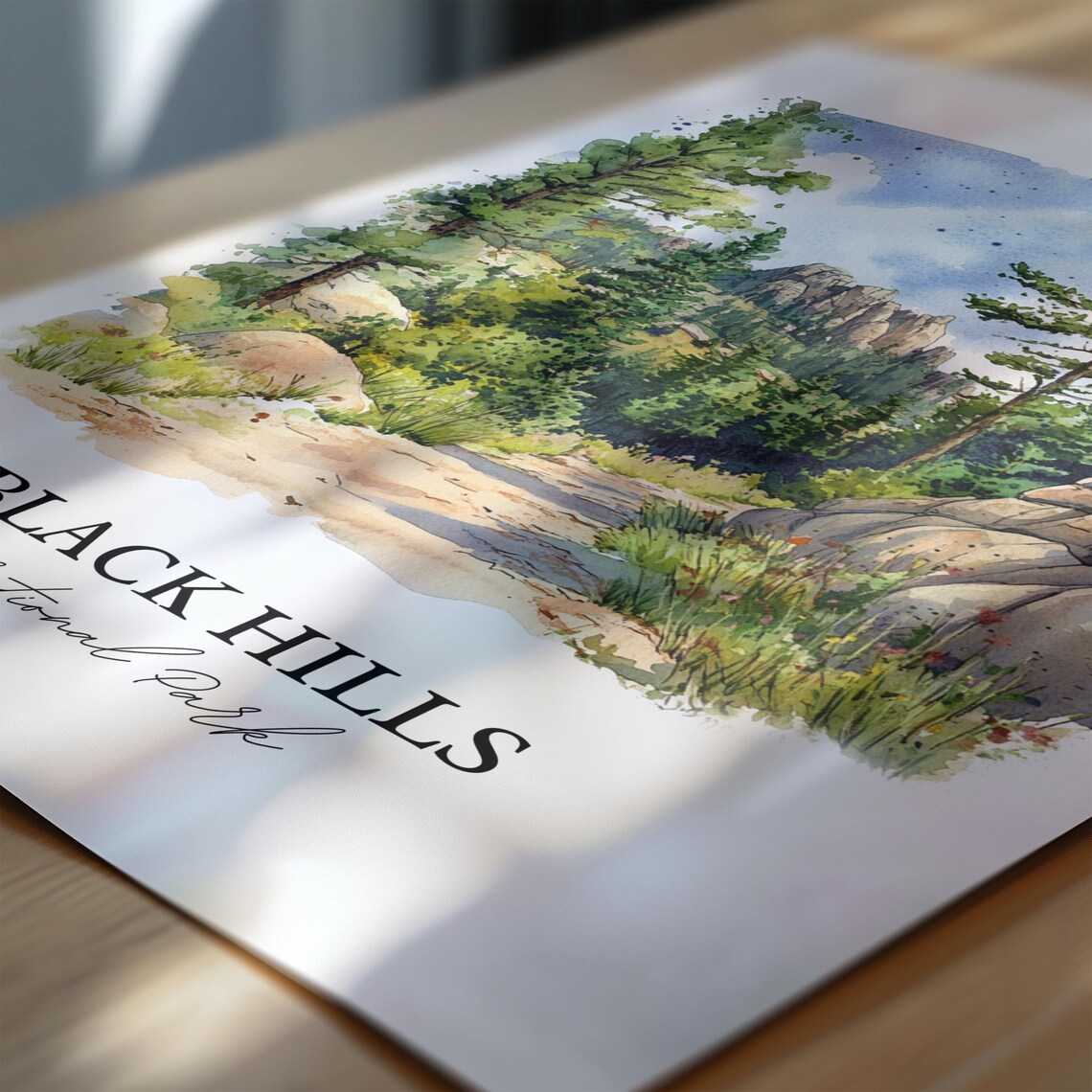 Black Hills South Dakota Scenic Forest Trail Watercolor Art Poster - Image 6